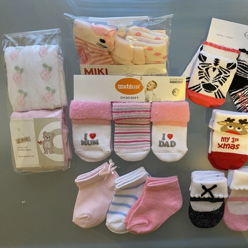 BRAND NEW Baby Girl 0-12 Months Socks Bundles.
